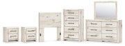 Lawroy Twin Panel Headboard with Mirrored Dresser, Chest and 2 Nightstands in Light Natural from Ashley - Lara Furniture