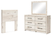 Lawroy Twin Panel Headboard with Mirrored Dresser in Light Natural from Ashley - Lara Furniture