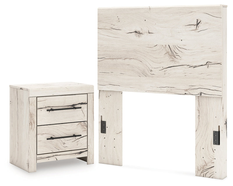 Lawroy Twin Panel Headboard with Nightstand in Light Natural from Ashley - Lara Furniture
