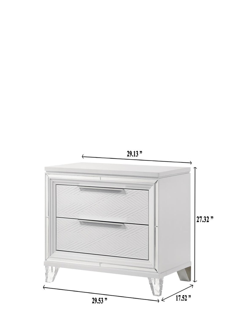 Lazare - 2 Drawers White Nightstand - B201-N