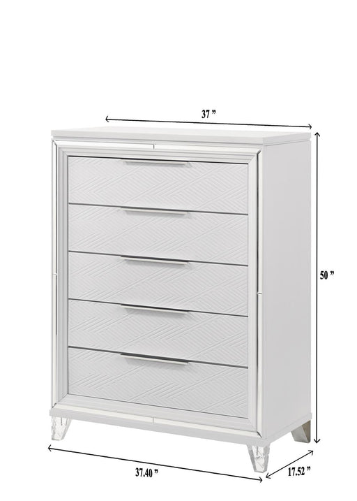 Lazare - 5 Drawers White Chest - B201-C
