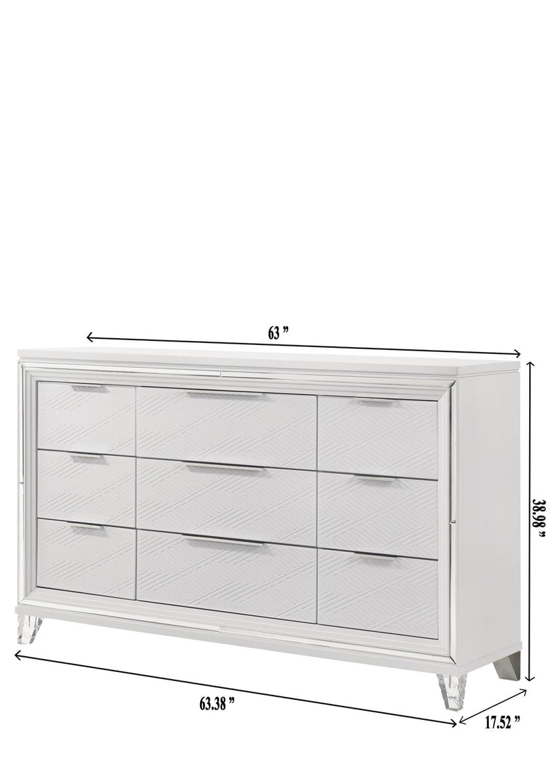 Lazare - 9 Drawers White Dresser - B201-D