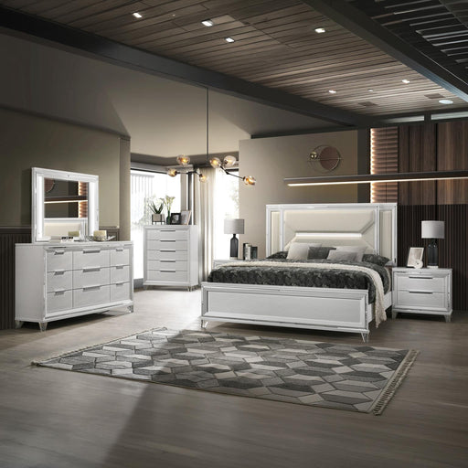 Lazare - White King Bed, Dresser, Mirror, Chest, Nightstand - B201-KDMCN