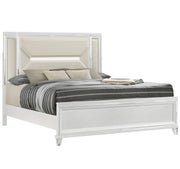 Lazare - White Panel King Bed with Upholstered Headboard and LED Light - B201-K-Bed