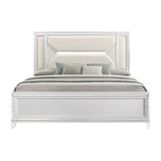 Lazare - White Panel Queen Bed with Upholstered Headboard and LED Light - B201-Q-Bed