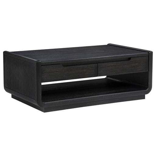 Leandro 2-drawer Wood Cocktail Coffee Table Burnished Black - 704638