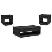Leandro 3-piece Wood Coffee and End Table Set Burnished Black - 704638-S3