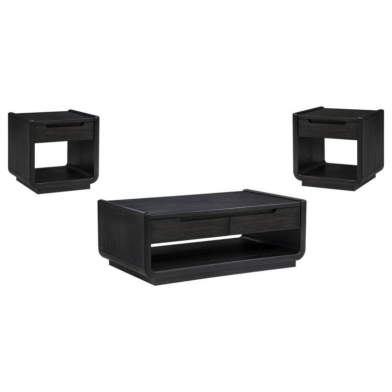 Leandro 3-piece Wood Coffee and End Table Set Burnished Black - 704638-S3