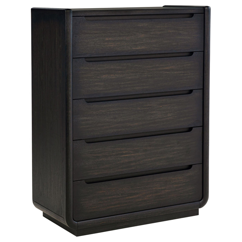 Leandro 5-drawer Bedroom Chest of Drawers Burnished Black - 222495