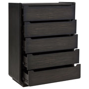 Leandro 5-drawer Bedroom Chest of Drawers Burnished Black - 222495