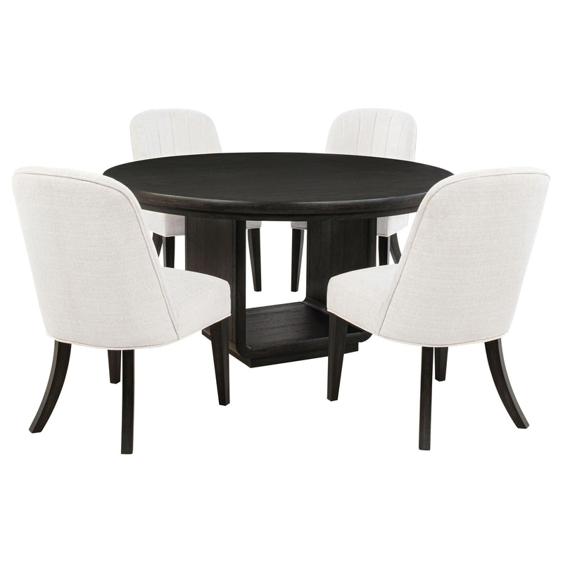 Leandro 5-piece Round Dining Table Set Burnished Black - 115390-S5