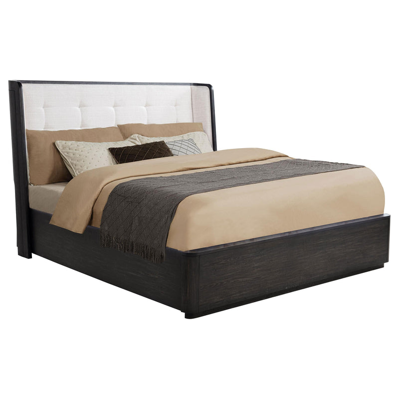 Leandro 55-inch Eastern King Wingback Bed Burnished Black - 222491KE