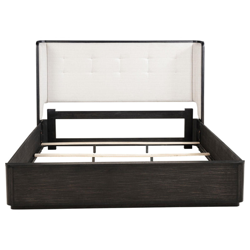 Leandro 55-inch Eastern King Wingback Bed Burnished Black - 222491KE