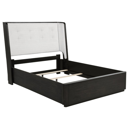 Leandro 55-inch Queen Wingback Bed Burnished Black - 222491Q