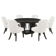 Leandro 7-piece Round Dining Table Set Burnished Black - 115390-S7
