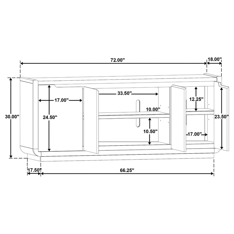 Leandro 72-inch 4-door TV Stand Media Console Burnished Black - 704633