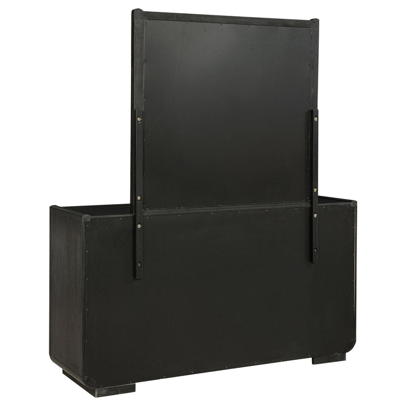 Leandro 8-drawer Bedroom Dresser with Mirror Burnished Black - 222493M