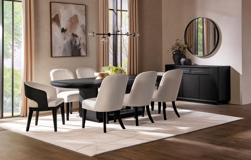 Leandro Upholstered Dining Arm Chair Cream (Set of 2) - 115393