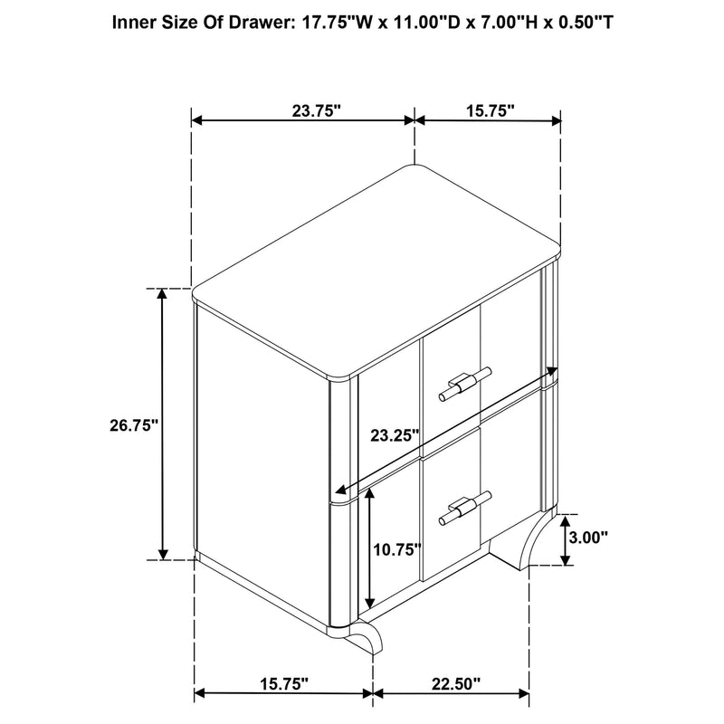 Leanne 2-drawer Sinter Stone Top Nightstand Light Oak - 223132