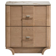 Leanne 2-drawer Sinter Stone Top Nightstand Light Oak - 223132