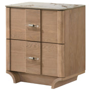 Leanne 2-drawer Sinter Stone Top Nightstand Light Oak - 223132