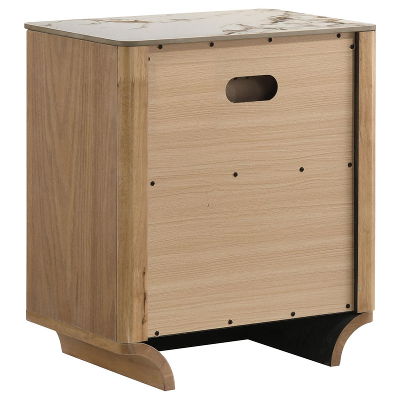 Leanne 2-drawer Sinter Stone Top Nightstand Light Oak - 223132