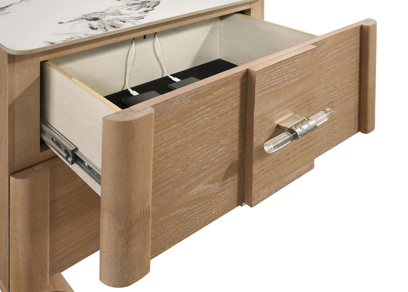 Leanne 4-piece Eastern King Bedroom Set Light Oak - 223131KE-S4