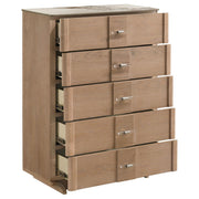 Leanne 5-drawer Sinter Stone Top Chest of Drawers Light Oak - 223135