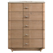 Leanne 5-drawer Sinter Stone Top Chest of Drawers Light Oak - 223135