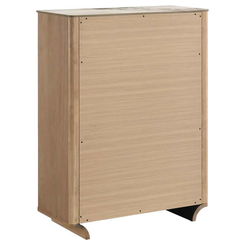 Leanne 5-drawer Sinter Stone Top Chest of Drawers Light Oak - 223135