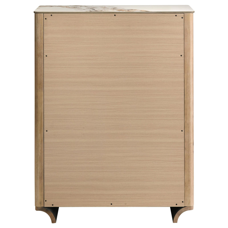 Leanne 5-drawer Sinter Stone Top Chest of Drawers Light Oak - 223135