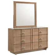 Leanne 6-drawer Sinter Stone Top Dresser and Mirror Light Oak - 223133M