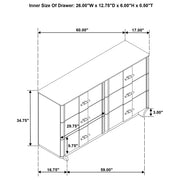Leanne 6-drawer Sinter Stone Top Dresser Cabinet Light Oak - 223133