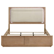 Leanne Eastern King LED Panel Bed Off White and Light Oak - 223131KE