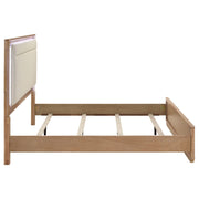 Leanne Eastern King LED Panel Bed Off White and Light Oak - 223131KE