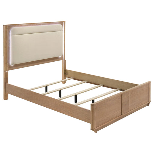 Leanne Queen LED Panel Bed Off White and Light Oak - 223131Q