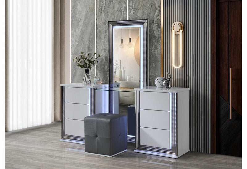 Ylime Smooth White Vanity With Led - YLIME-SMOOTH WHITE-VANITY W/ LED