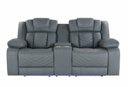 U7068 Grey 10 Power Reclining Sofa/Power Console Reclining Loveseat/Power Recliner W/Led - U7068-GREY 10-PRS/PCRLS/PR W/LED