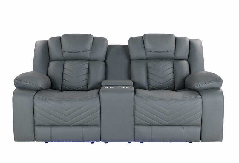 U7068 Grey 10 Power Reclining Sofa/Power Console Reclining Loveseat/Power Recliner W/Led - U7068-GREY 10-PRS/PCRLS/PR W/LED