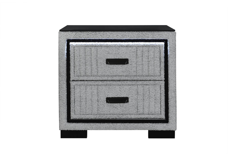 Isabella Grey Nightstand With Led - ISABELLA-GREY-NS W/ LED
