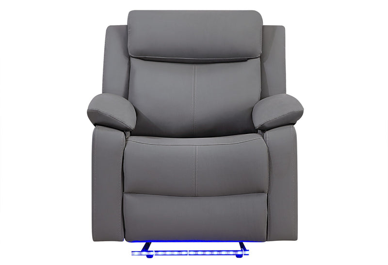 U6026 Grey Pu 46A Glider Recliner With Led - U6026-GREY PU 46A-GR W/ LED