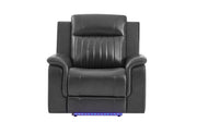 U8879 Blanche Charcoal With Black Welt Power Recliner With Led - U8879-CHAR W/ BLK WELT-PR W/ LED