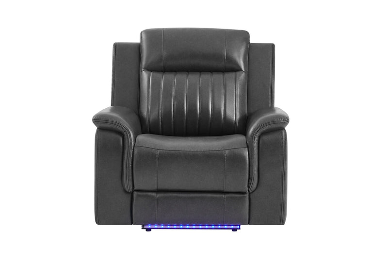 U8879 Blanche Charcoal With Black Welt Power Recliner With Led - U8879-CHAR W/ BLK WELT-PR W/ LED