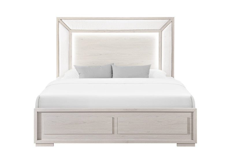 Clara Beige King Bed With Led - CLARA-BEIGE-KB W/LED