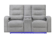 U6611 Grey 15 Power Console Reclining Loveseat With Led - U6611-GREY 15-PCRLS W/LED