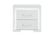 Naomi Silver Marble Nightstand With Led - NAOMI-SILVER MARBLE-NS W/ LED