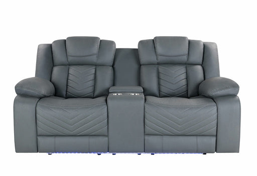 U7068 Grey 10 Power Console Reclining Loveseat With Led - U7068-GREY 10-PCRLS W/ LED