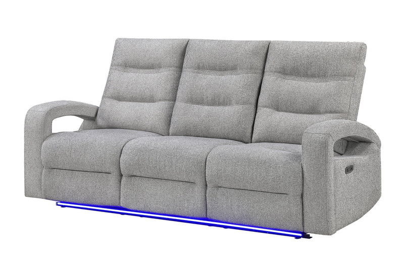 U6611 Grey 15 Power Reclining Sofa With Led - U6611-GREY 15-PRS W/LED