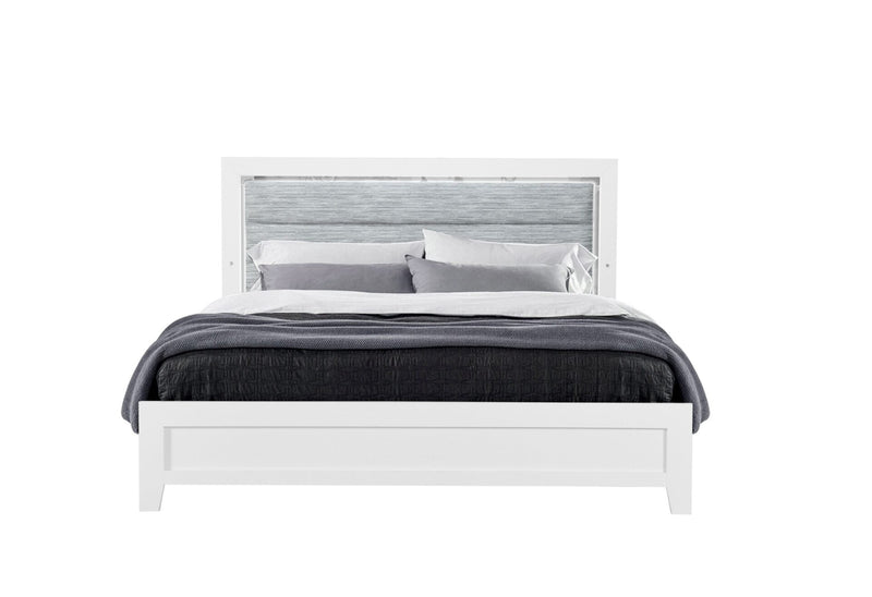 Luccia White King Bed Group With Led - LUCCIA-WHITE-KBG W/LED