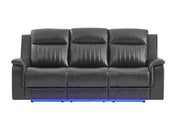 U8879 Charcoal Pwr Rec Sofa/Pwr Con Rec Loveseat/Pwr Rec W/Led & Gl Ss - U8879-CHAR W/BLK WELT-PRS/PCRLS/PR W/LED